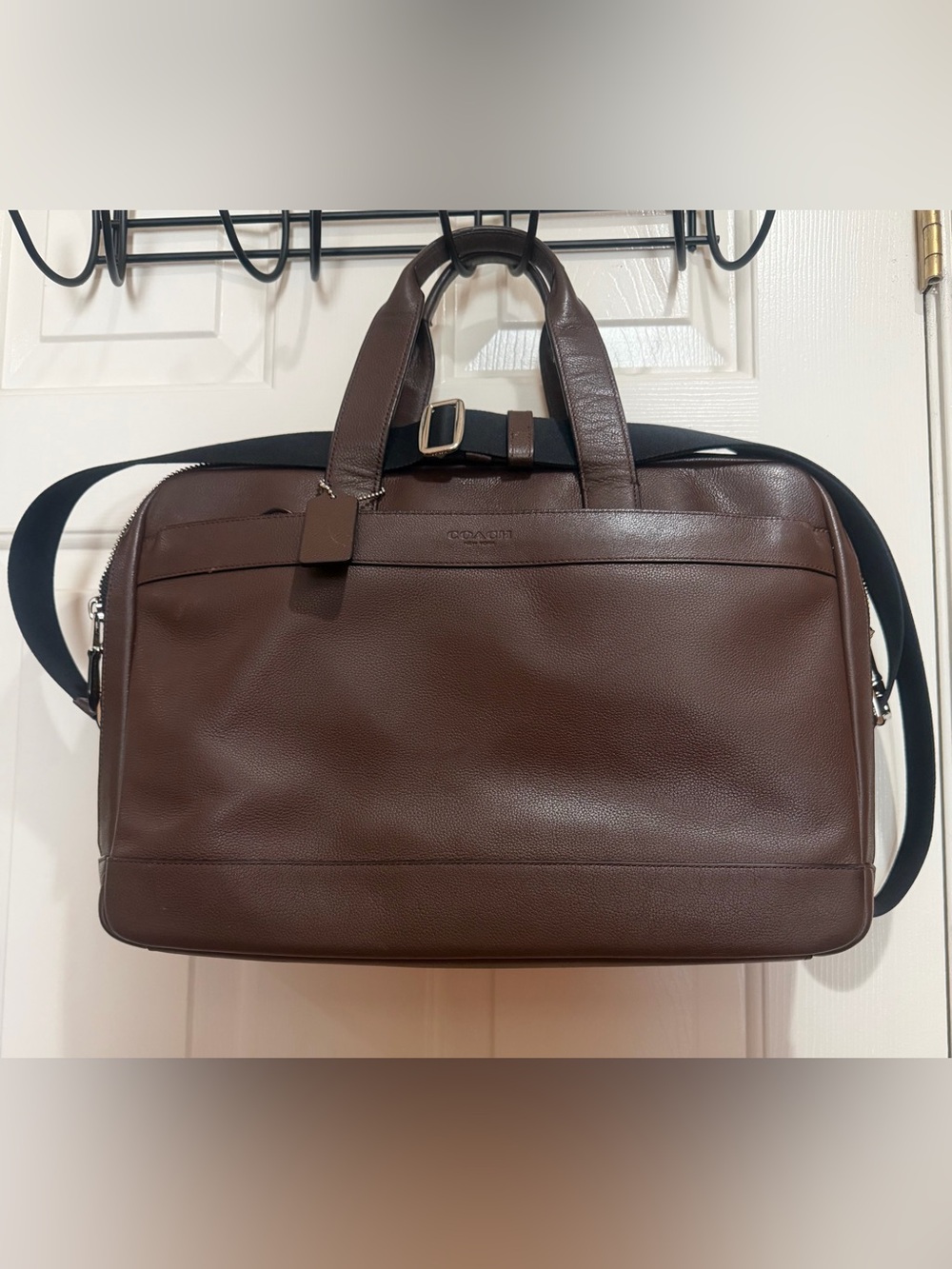 Coach Briefcase in dark chocolate pebble leather - Picture 1 of 8
